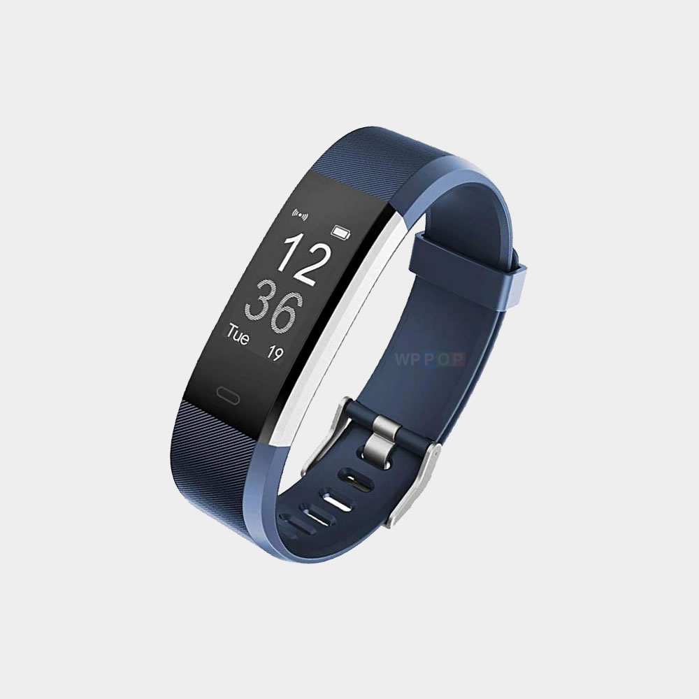 Blue Fitness Tracker with Heart Rate Monitor and Step Counter Sleep Monitor