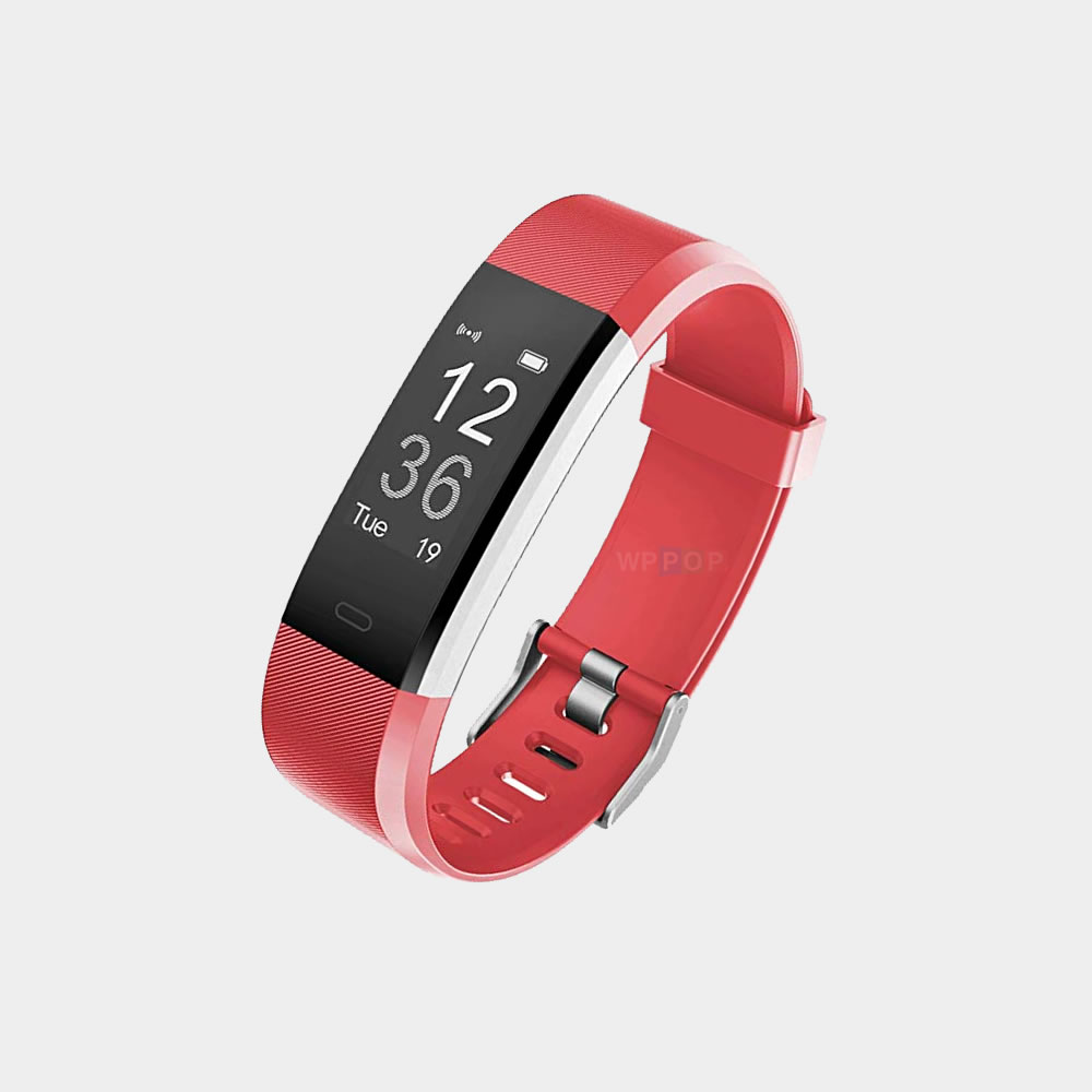 Red Fitness Tracker with Heart Rate Monitor and Step Counter Sleep Monitor